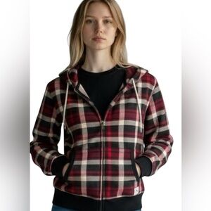 Hudson Bay Co Olympic Plaid Bomber Hoody, heavy weight, fleecy, Sz XL